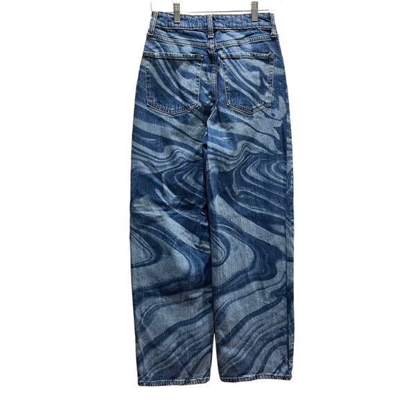 Wild Fable Women's Swirl Print High Rise Wide‎ Leg Baggy Jeans Size 0 - Picture 2 of 8